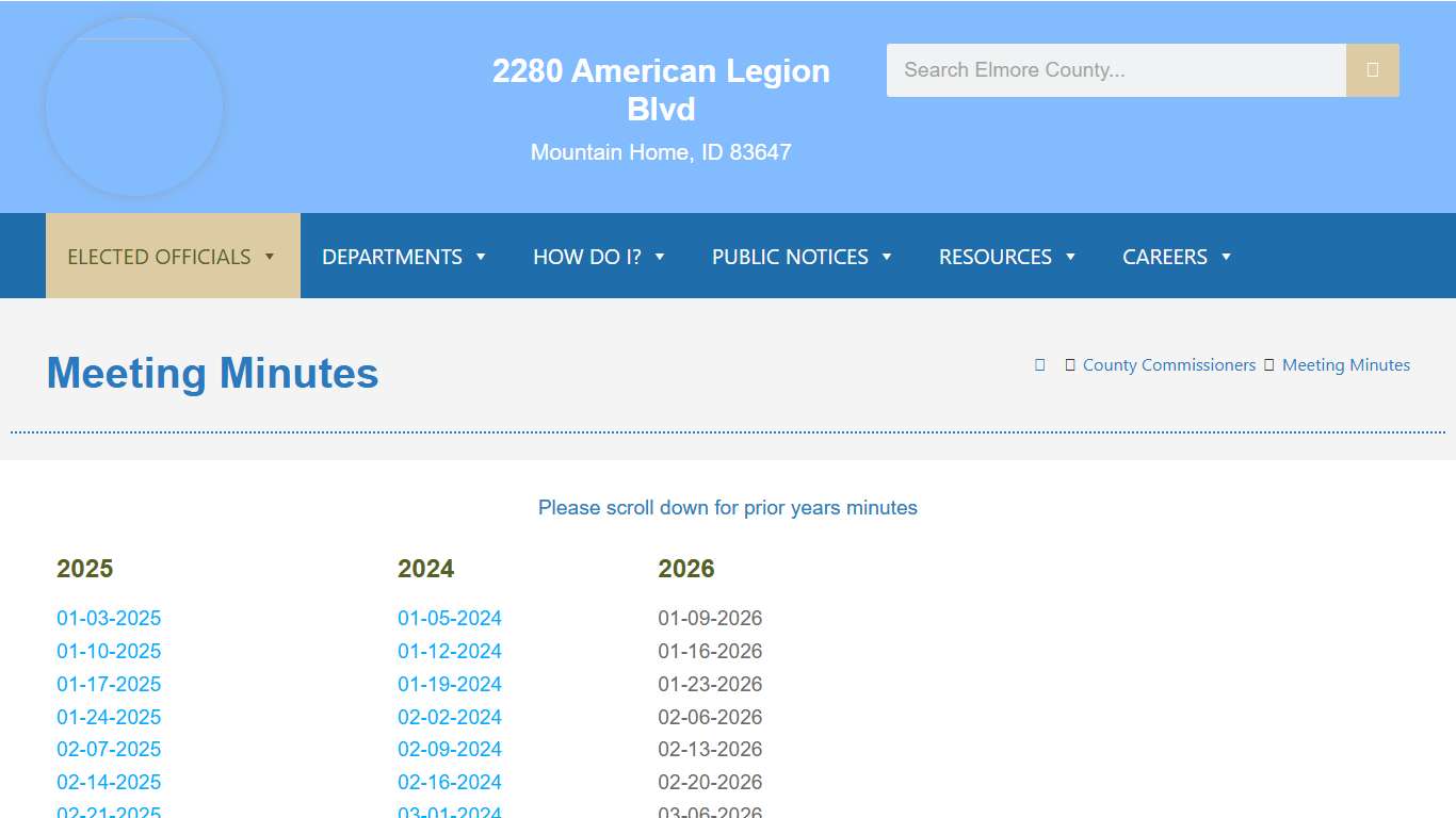 Meeting Minutes - Elmore County, Idaho