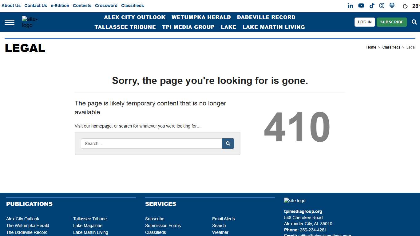 Legal | Legal Announcements | tpimediagroup.org