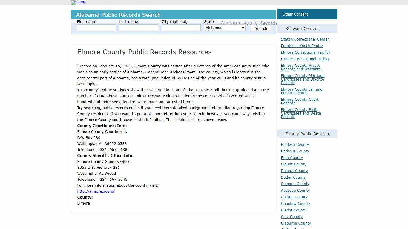Elmore County Public Records Resources – Alabama – AL Search